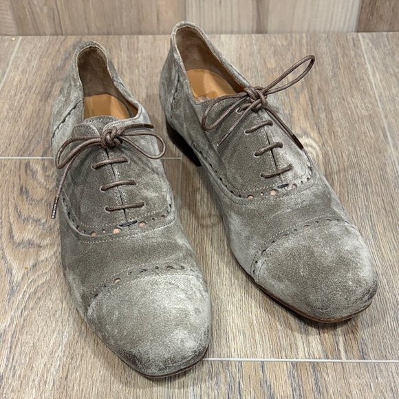 Pantanetti Made in Italy Donna Lace Up Heeled Oxfords Laser cut Suede Nubuck 41